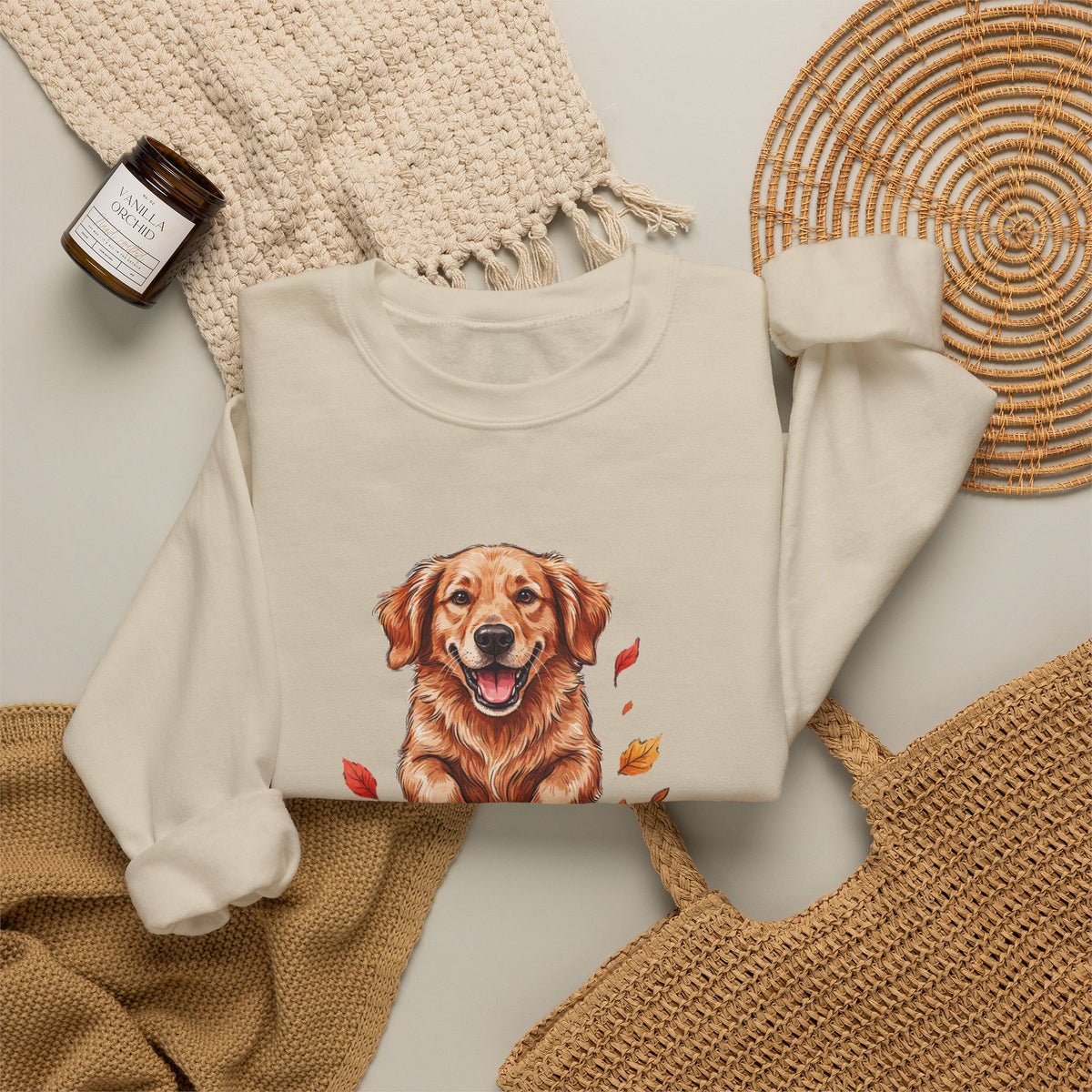Fall Leaves and Dog Kisses Sweatshirt, Fall Leaves Dog Crewneck Sweatshirt
