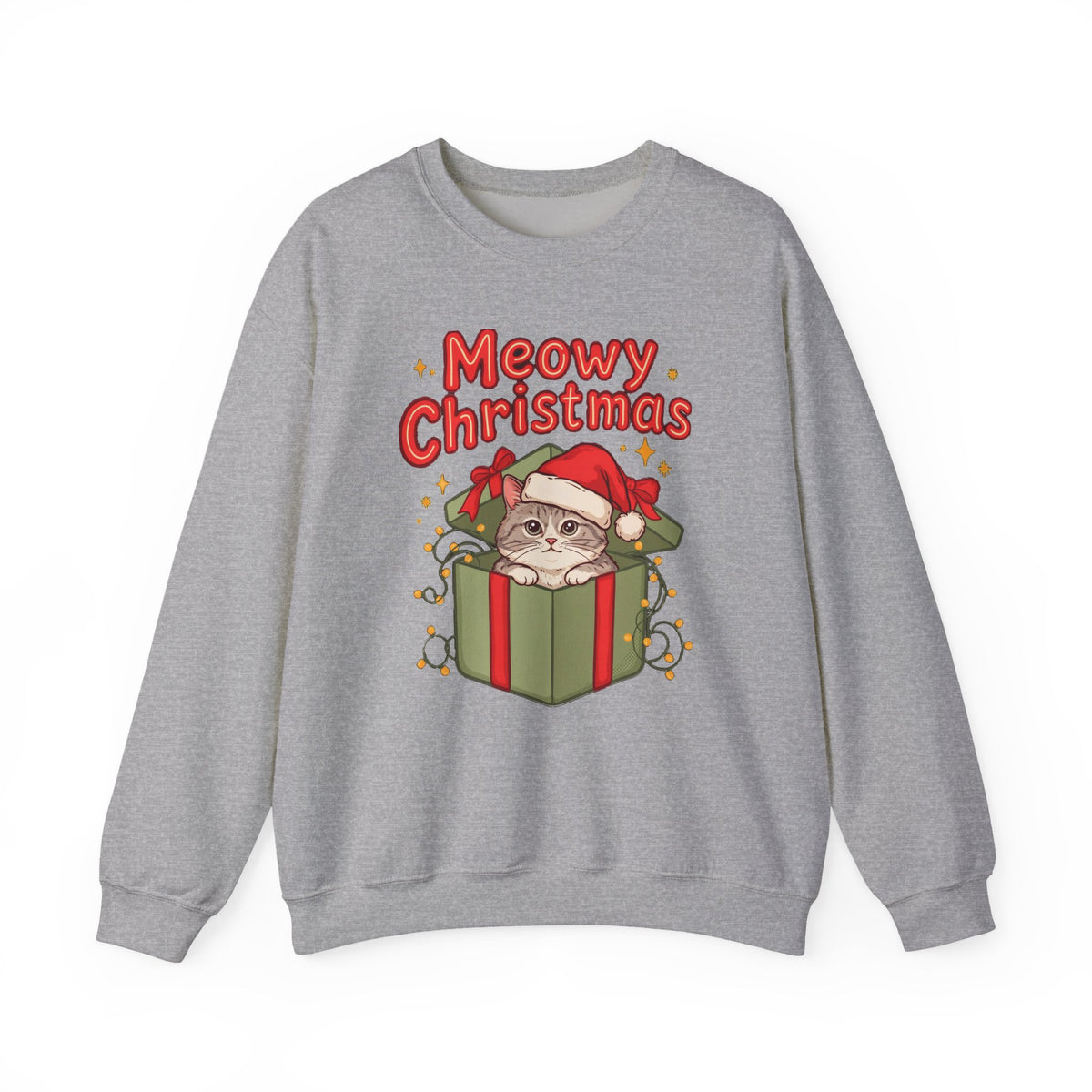Meowy Christmas Sweatshirt, Cute Cat Christmas Crewneck, Cozy Cat Lover Sweater