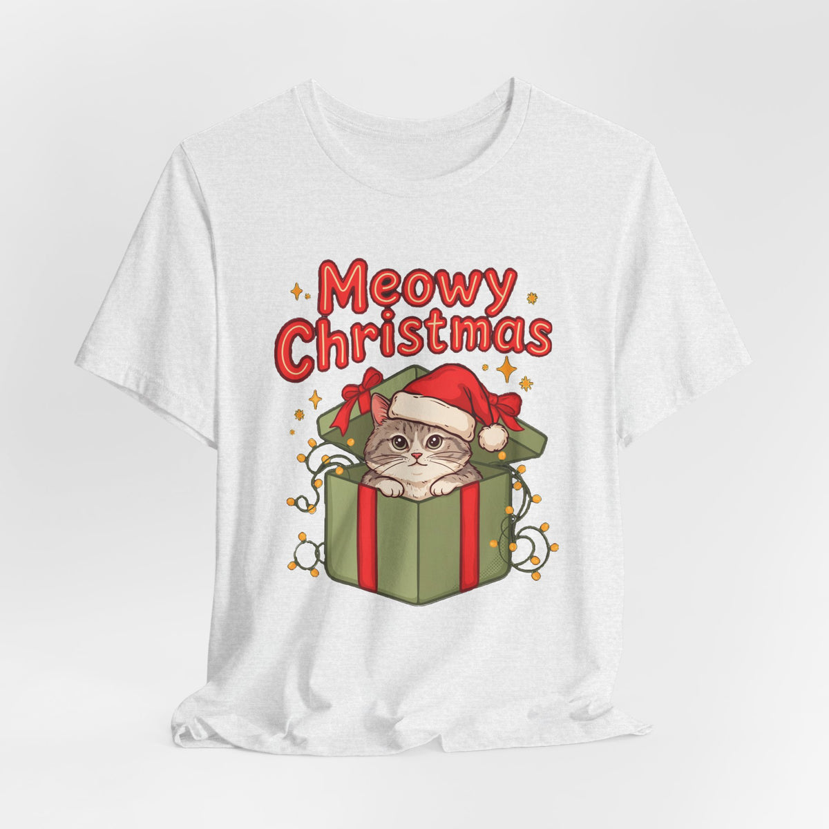 Meowy Christmas Shirt, Funny Cat Christmas T-Shirt, Gift for Cat Lovers
