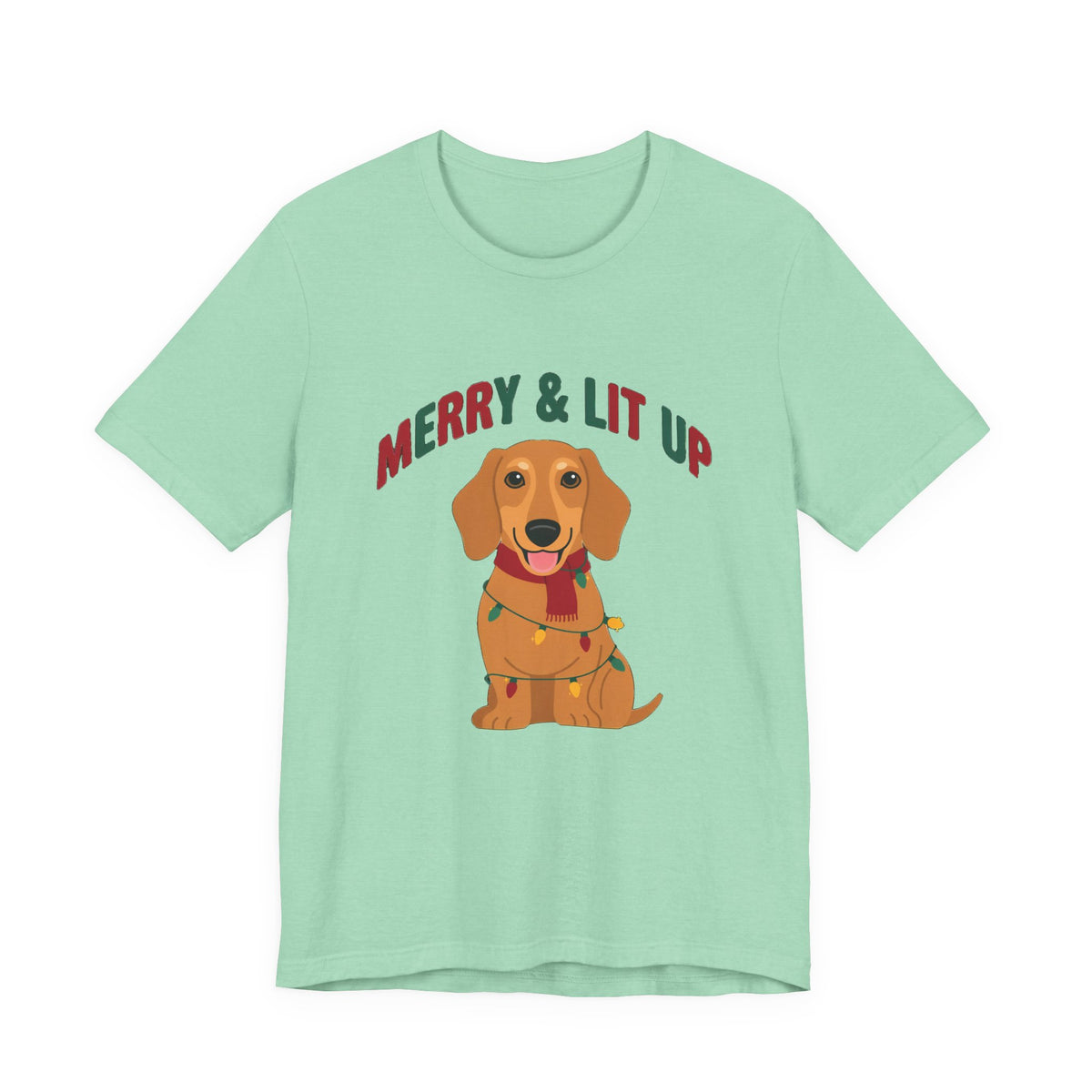Merry and Lit Up Dachshund Christmas Lights Shirt, Dachshund Christmas Lights T-Shirt
