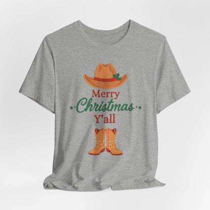 Merry Christmas Y'all Shirt, Western Christmas T-Shirt, Southern Holiday Tee