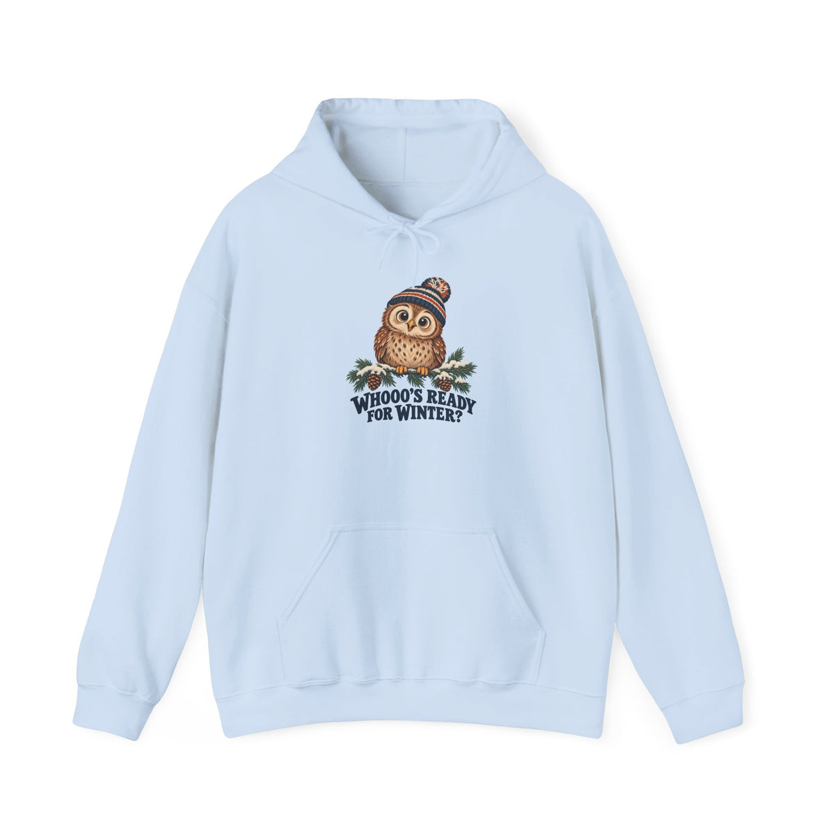 Whooo's Ready for Winter Owl in a Beanie Hoodie, Winter Owl Hoodie
