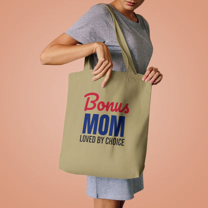 Bonus Mom Loved by Choice Tote Bag, Bonus Mom Canvas Tote Bag