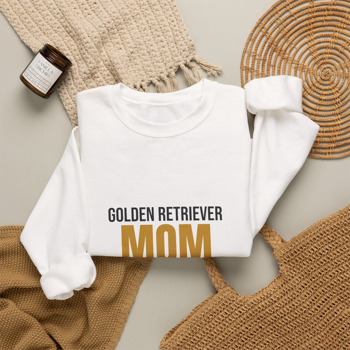 Golden Retriever Mom Fur On Everything Sweatshirt, Golden Retriever Mom Crewneck Sweatshirt