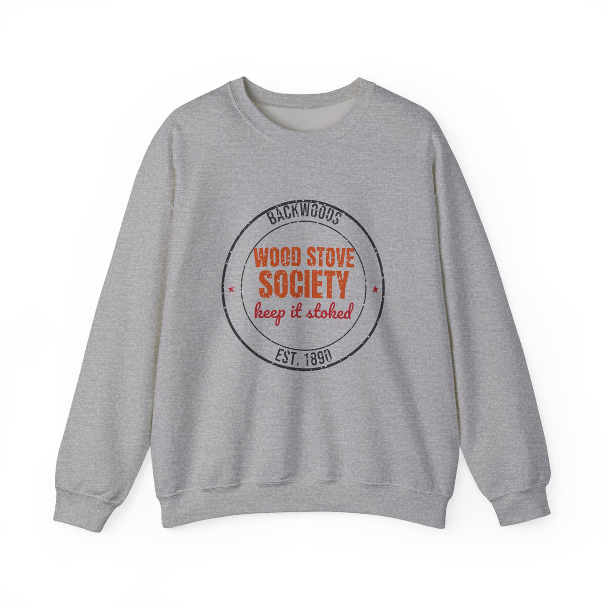 Backwoods Wood Stove Society Est. 1890 Sweatshirt, Vintage Winter Crewneck Sweatshirt