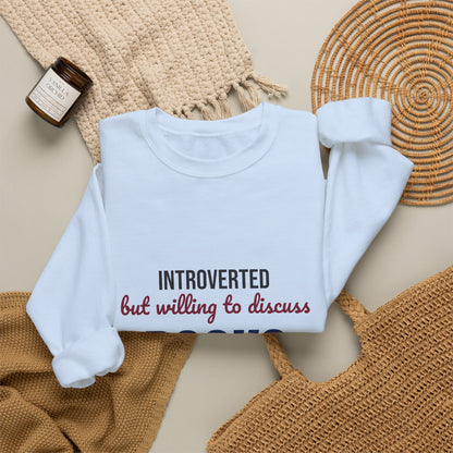 Introverted But Willing to Discuss Books Sweatshirt, Introvert Book Lover Crewneck Sweatshirt