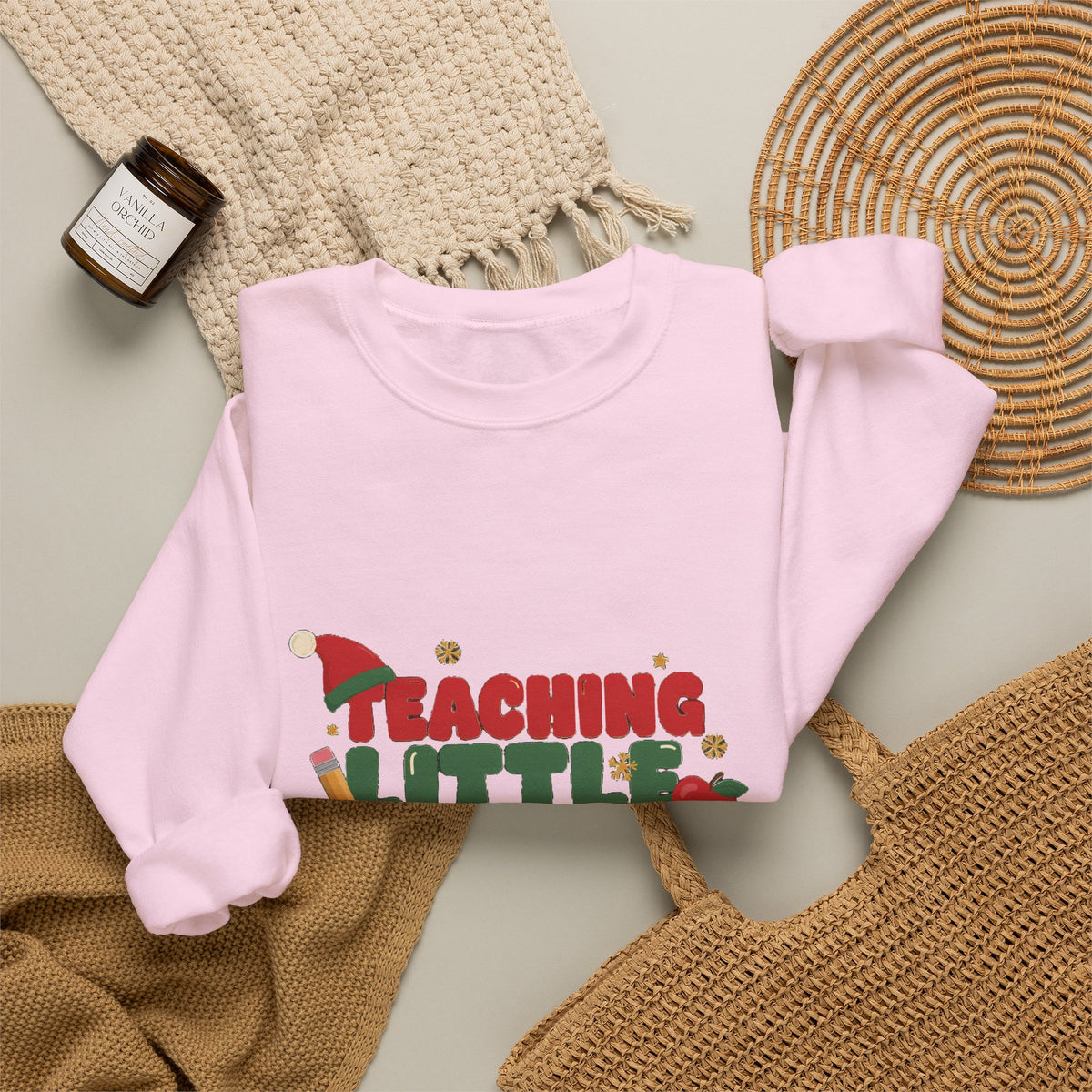 Teaching Little Elves Sweatshirt, Teacher Christmas Crewneck, Cozy Holiday Teacher Sweater