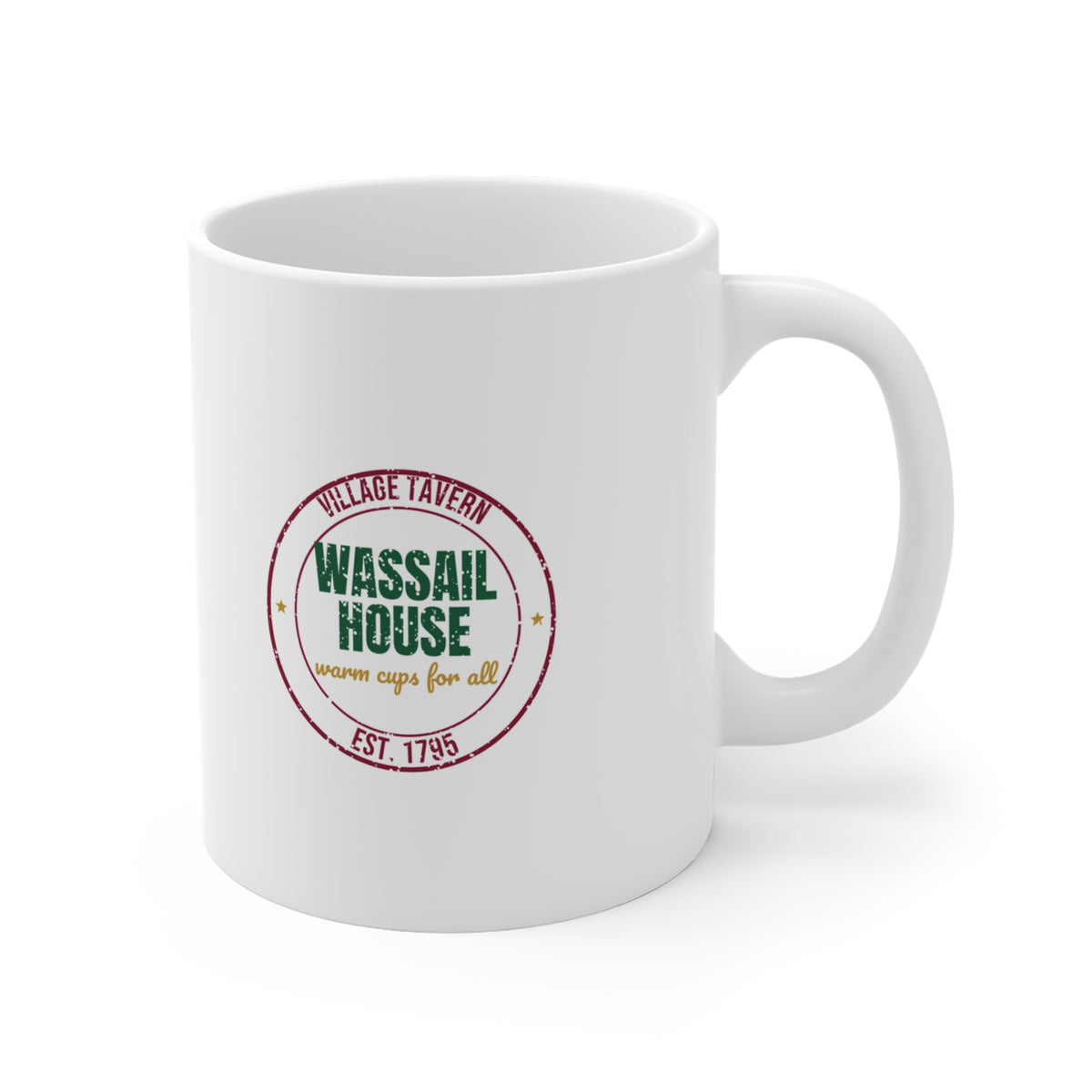 Village Tavern Wassail House Est. 1795 Mug, Vintage Christmas Coffee Mug 11oz lifestyle
