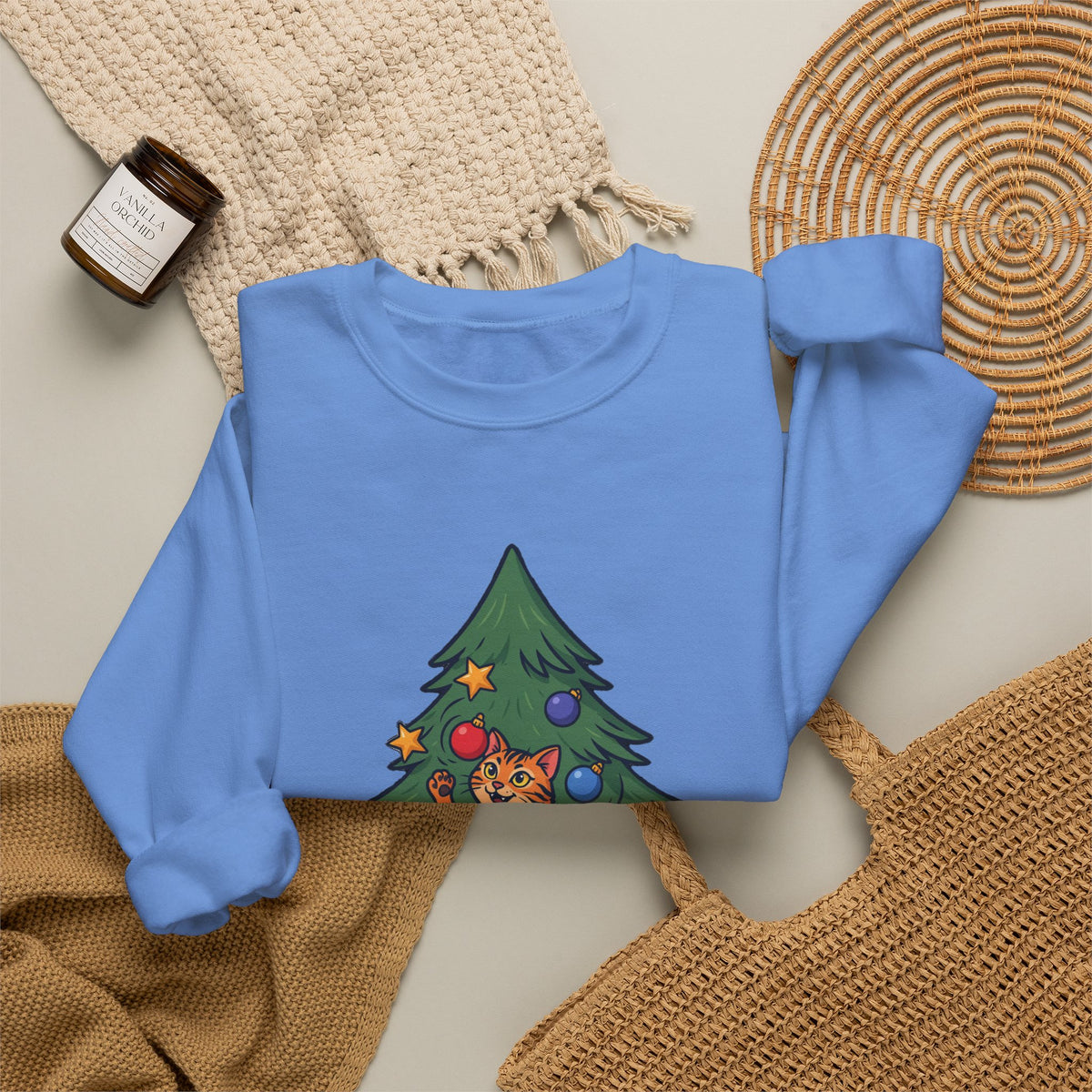 Ornament Inspector Christmas Cat Sweatshirt, Ornament Inspector Cat Crewneck Sweatshirt