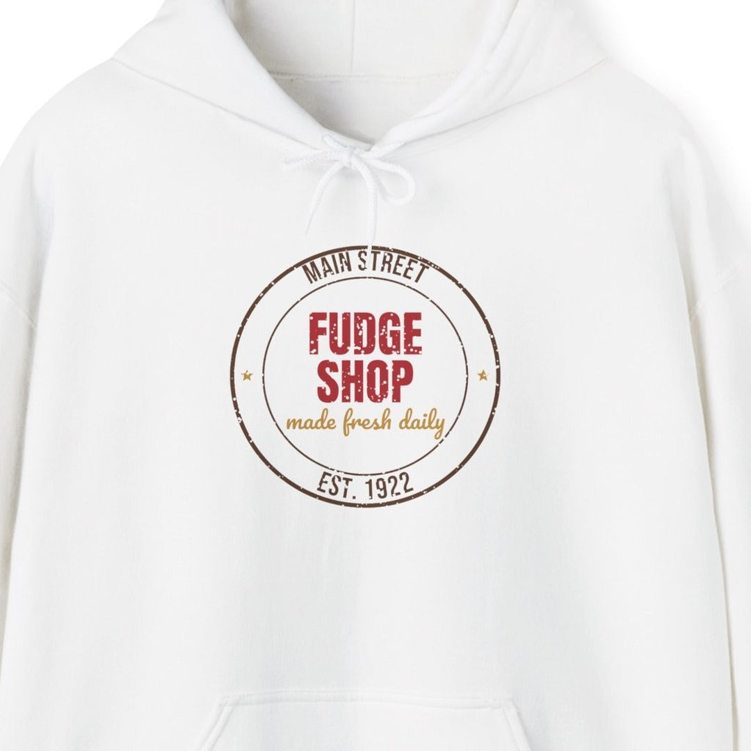 Main Street Fudge Shop Est. 1922 Hoodie, Vintage Christmas Hoodie lifestyle