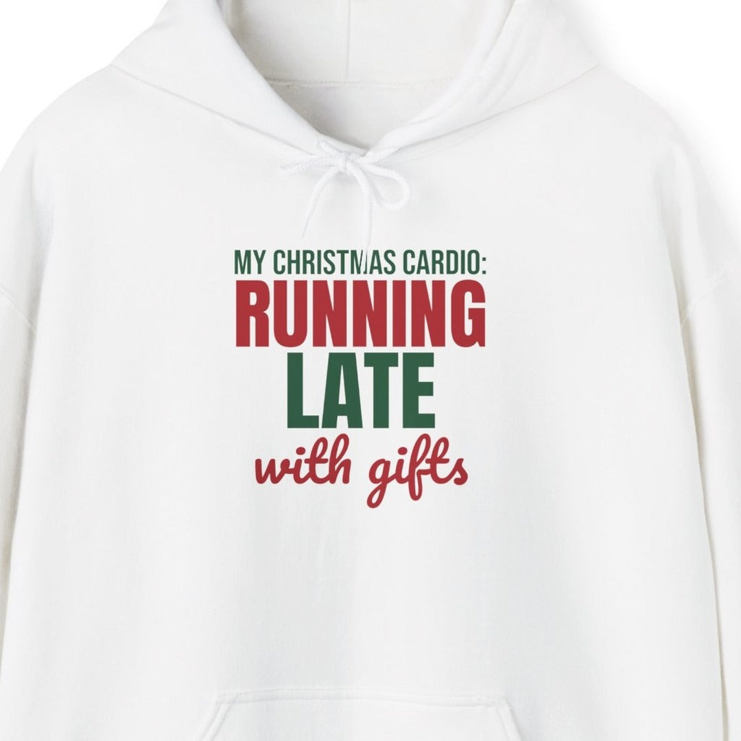 My Christmas Cardio Running Late With Gifts Hoodie, Funny Christmas Hoodie lifestyle