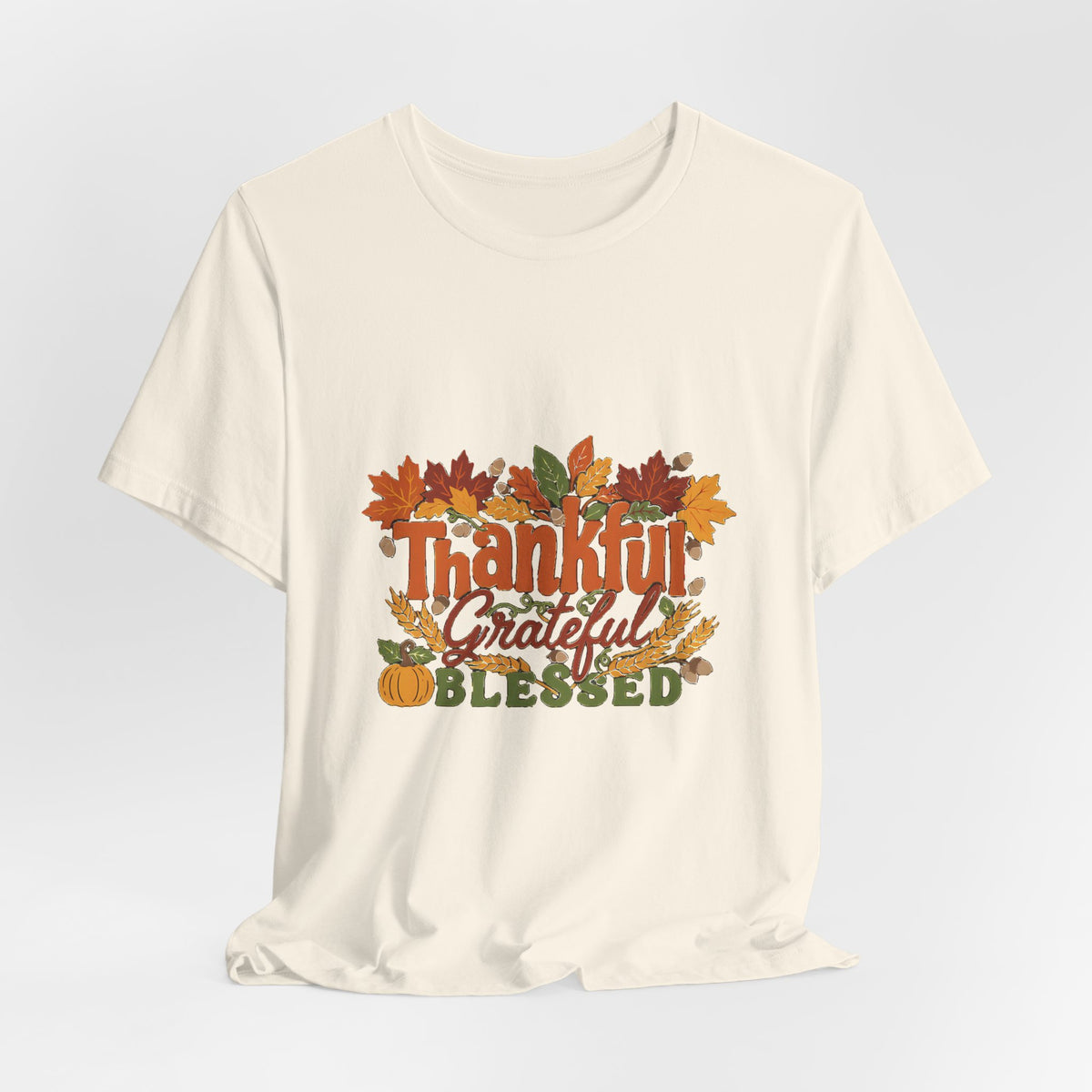 Thankful Grateful Blessed Shirt, Fall Thanksgiving T-Shirt, Autumn Leaves Tee