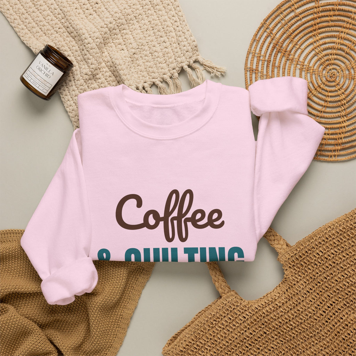 Coffee and Quilting Sew Happy Sweatshirt, Quilting Crewneck, Quilter Gift