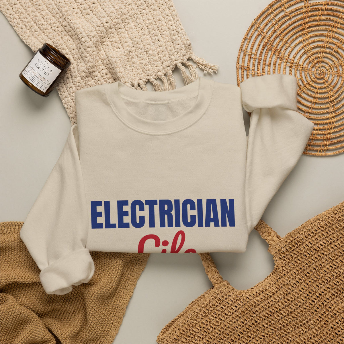 Electrician Life Wired for Hard Work Sweatshirt, Electrician Crewneck Sweatshirt