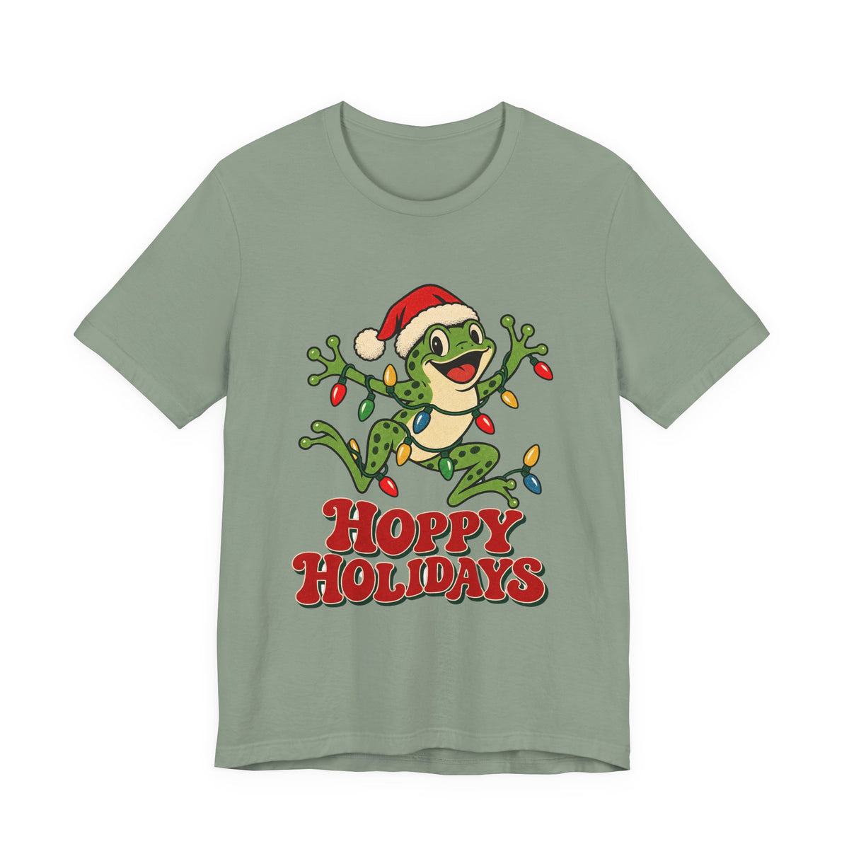 Hoppy Holidays Frog in Christmas Lights Shirt, Frog Christmas T-Shirt, Frog Christmas Gift