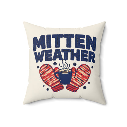 Mitten Weather Christmas Throw Pillow 18x18, Cozy Holiday Decor