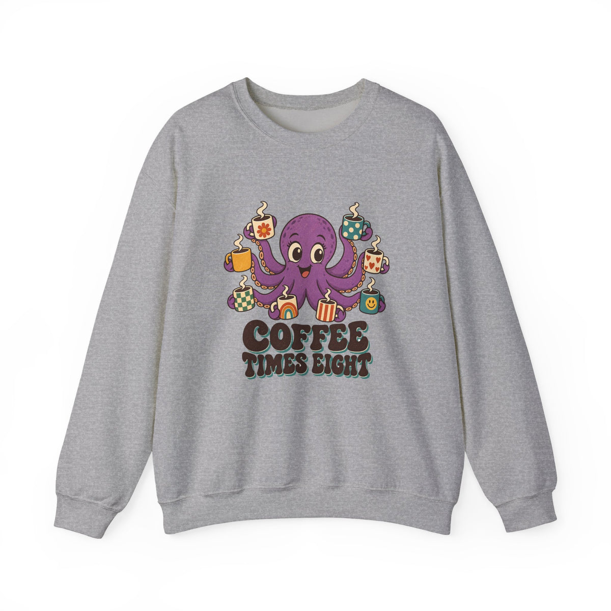 Coffee Times Eight Octopus Sweatshirt, Octopus Coffee Crewneck Sweatshirt