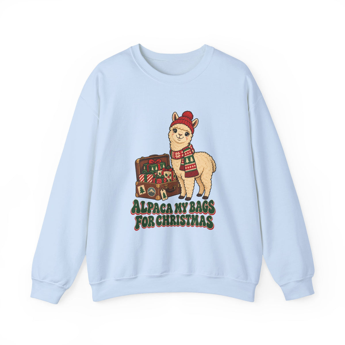 Alpaca My Bags for Christmas Sweatshirt, Alpaca Christmas Crewneck Sweatshirt