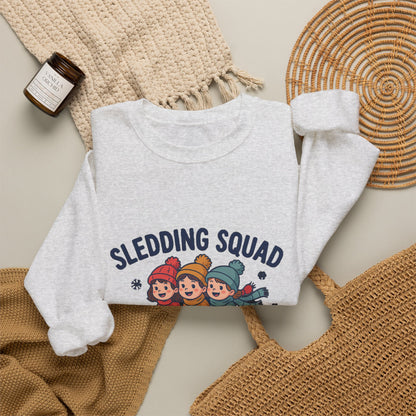 Sledding Squad Winter Kids Sweatshirt, Sledding Squad Crewneck Sweatshirt