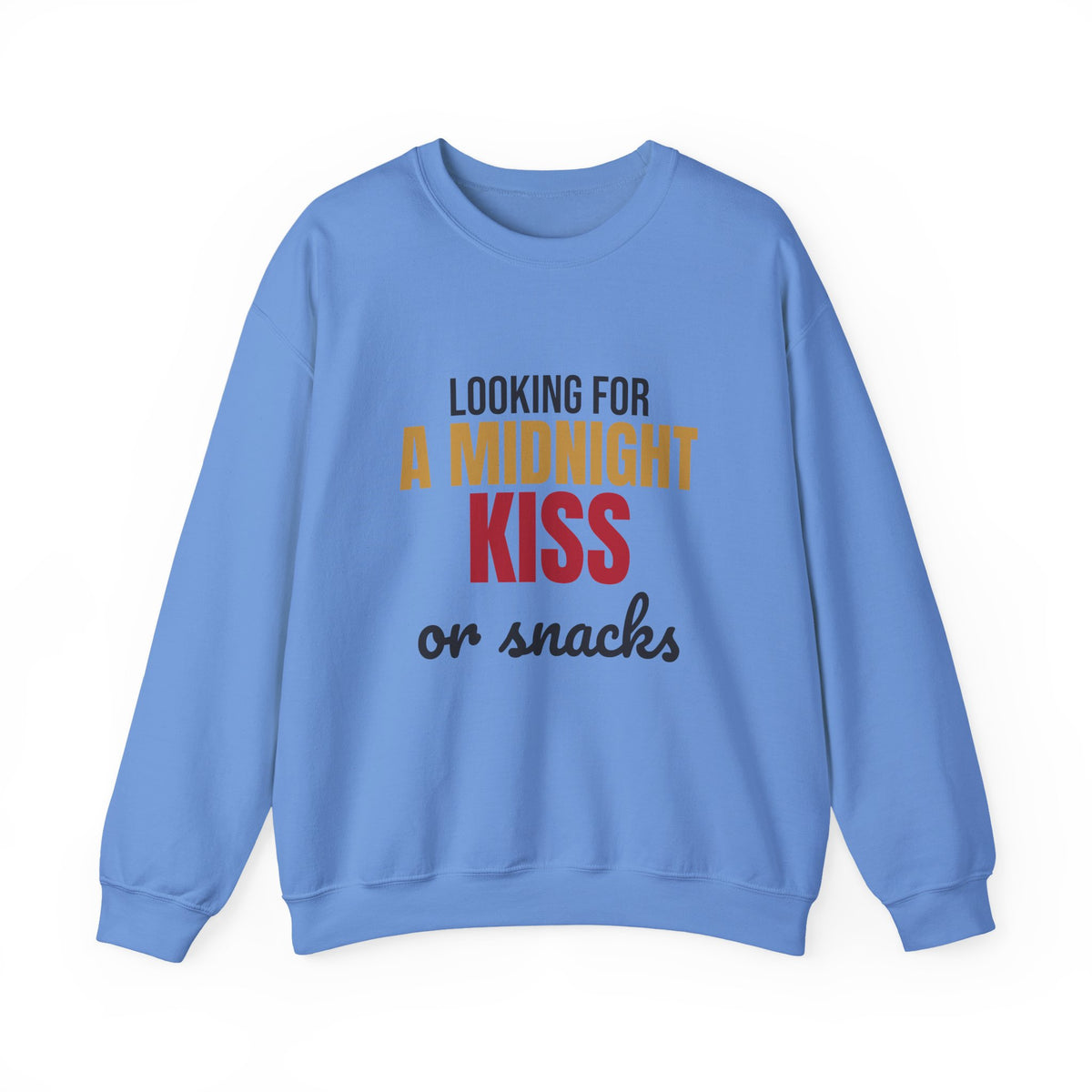 Looking for a Midnight Kiss or Snacks Sweatshirt, Funny New Years Eve Crewneck Sweatshirt
