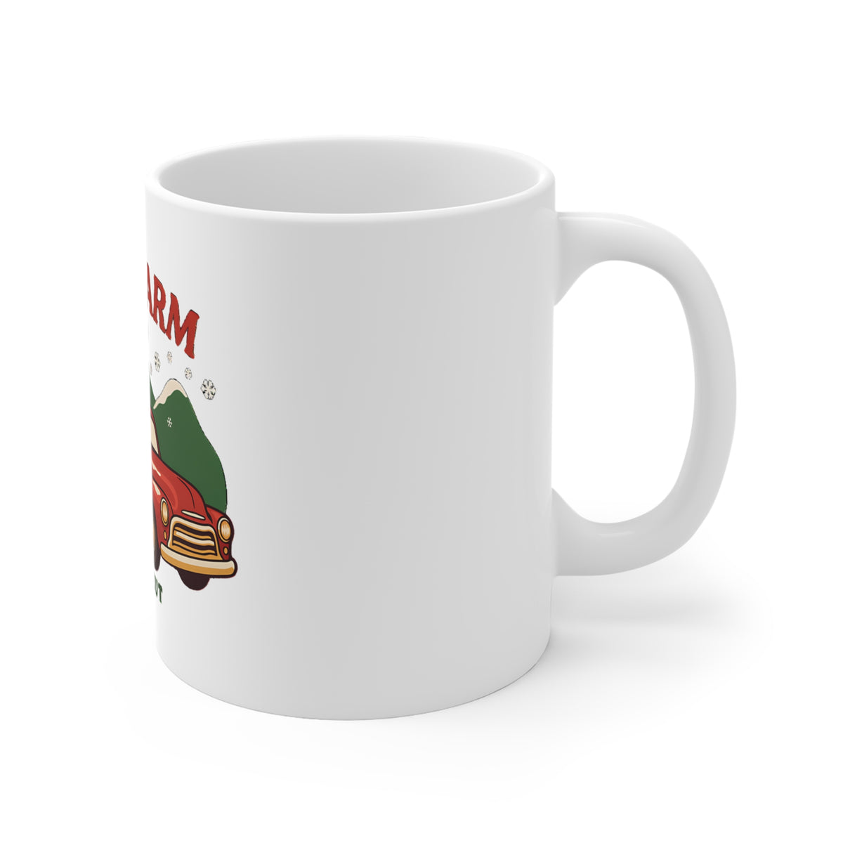 Christmas Tree Farm Mug, Vintage Red Truck Christmas Coffee Mug 11oz
