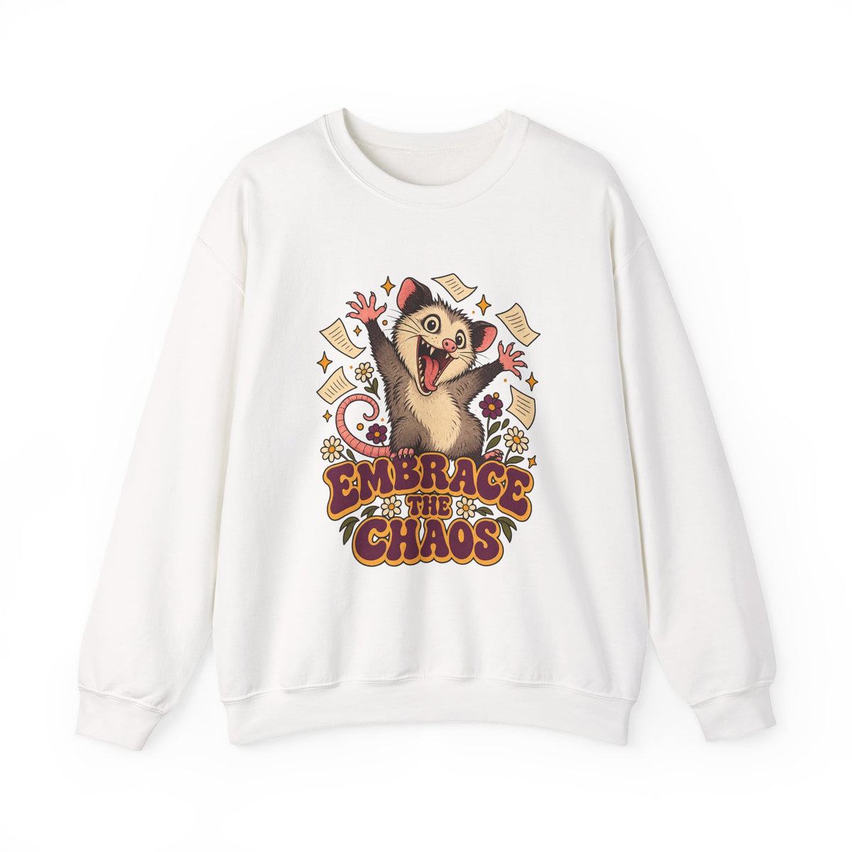 Embrace the Chaos Opossum Sweatshirt, Funny Opossum Crewneck Sweatshirt