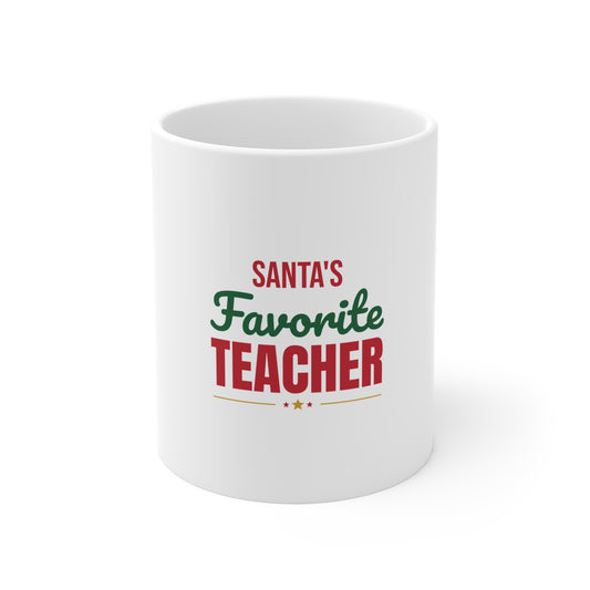 Santa's Favorite Teacher Mug, Teacher Christmas Coffee Mug 11oz