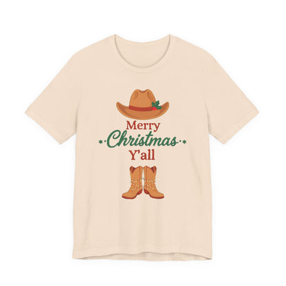 Merry Christmas Y'all Shirt, Western Christmas T-Shirt, Southern Holiday Tee