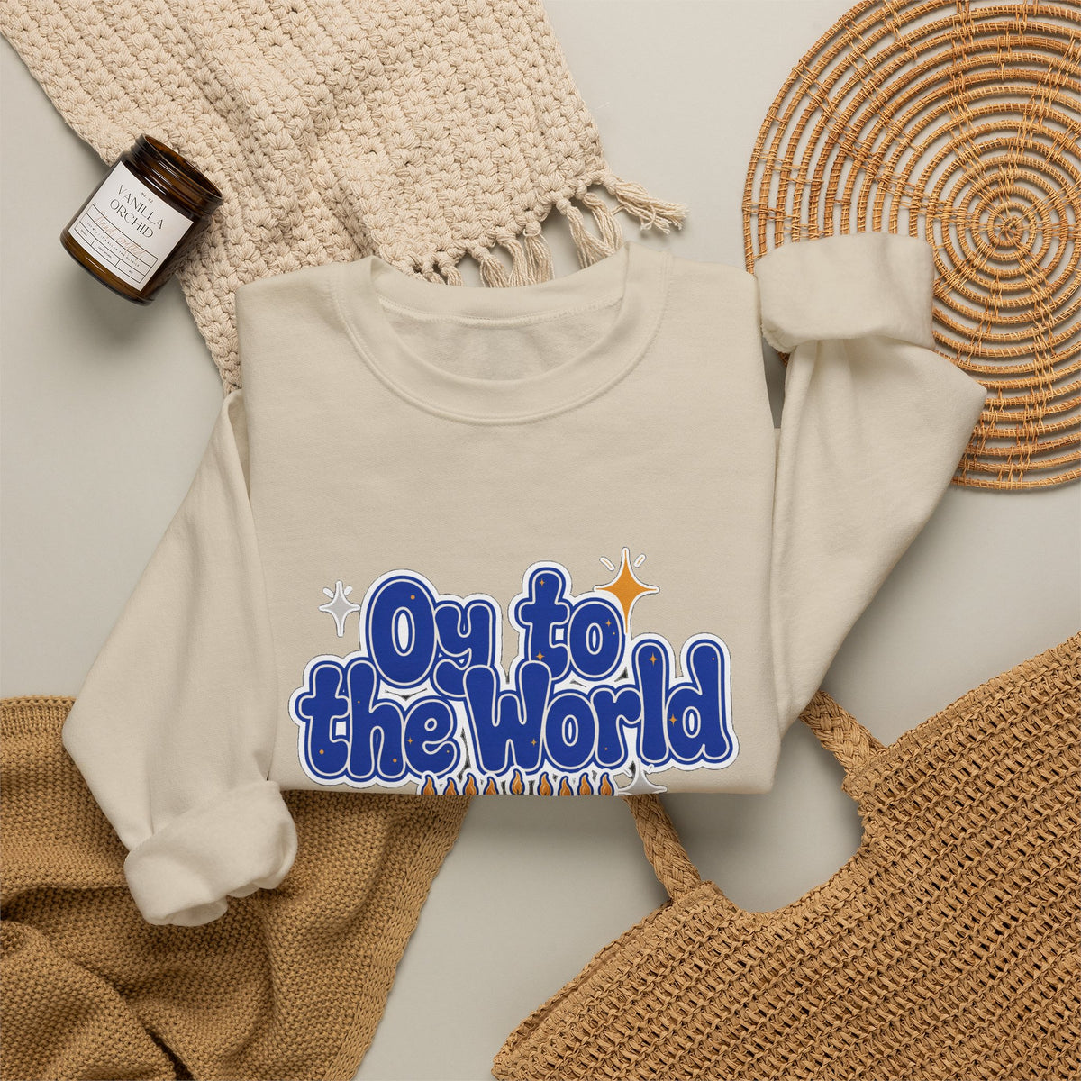 Oy to the World Sweatshirt, Retro Hanukkah Crewneck, Chanukah Gift