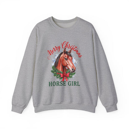 Merry Christmas Horse Girl Sweatshirt, Horse Lover Christmas Crewneck, Equestrian Gift