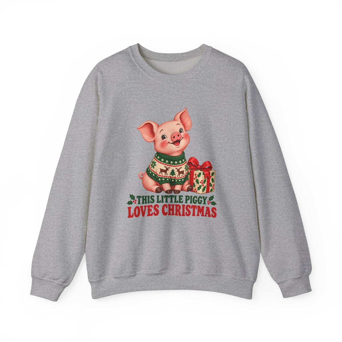 This Little Piggy Loves Christmas Sweatshirt, Pig Christmas Crewneck Sweatshirt