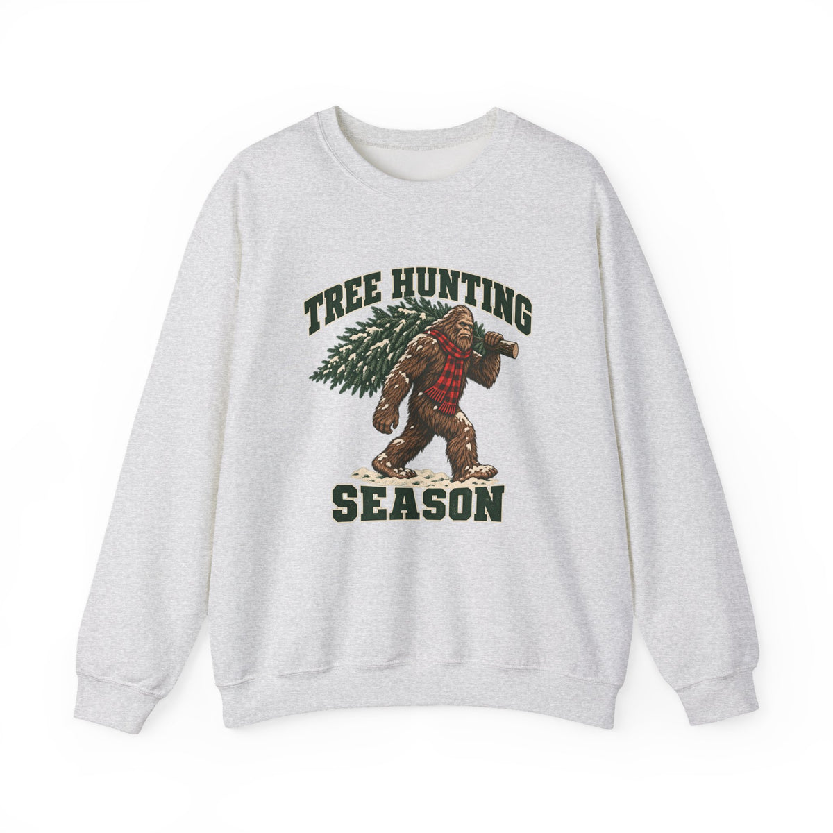 Tree Hunting Season Bigfoot Christmas Tree Sweatshirt, Bigfoot Christmas Crewneck Sweatshirt