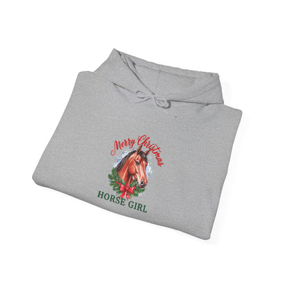 Merry Christmas Horse Girl Hoodie, Horse Lover Christmas Hooded Sweatshirt