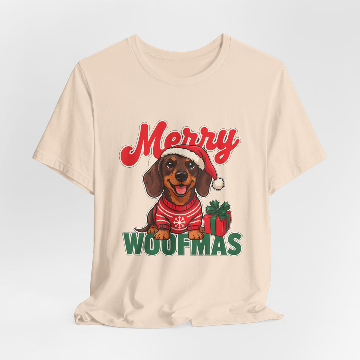 Merry Woofmas Shirt, Dachshund Christmas T-Shirt, Dog Lover Holiday Tee