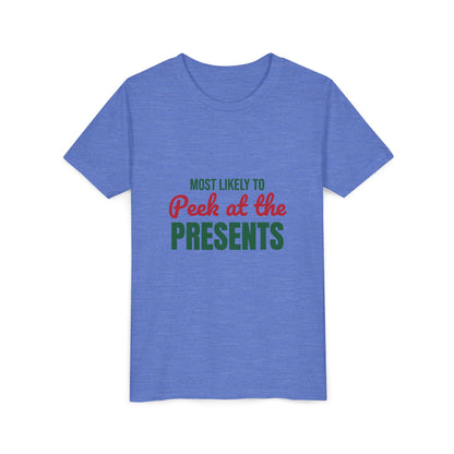 Most Likely to Peek at the Presents Kids Shirt, Most Likely to Peek at the Presents Kids T-Shirt