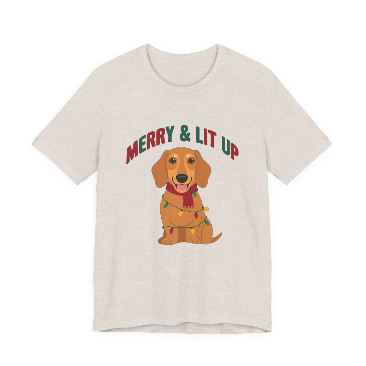 Merry and Lit Up Dachshund Christmas Lights Shirt, Dachshund Christmas Lights T-Shirt