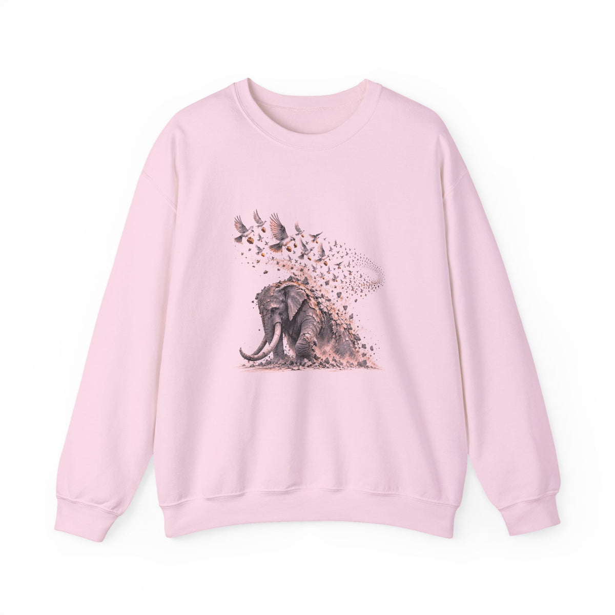 The Elephant and the Birds Sweatshirt, Symbolic Fine Art Crewneck, By Xudeyda
