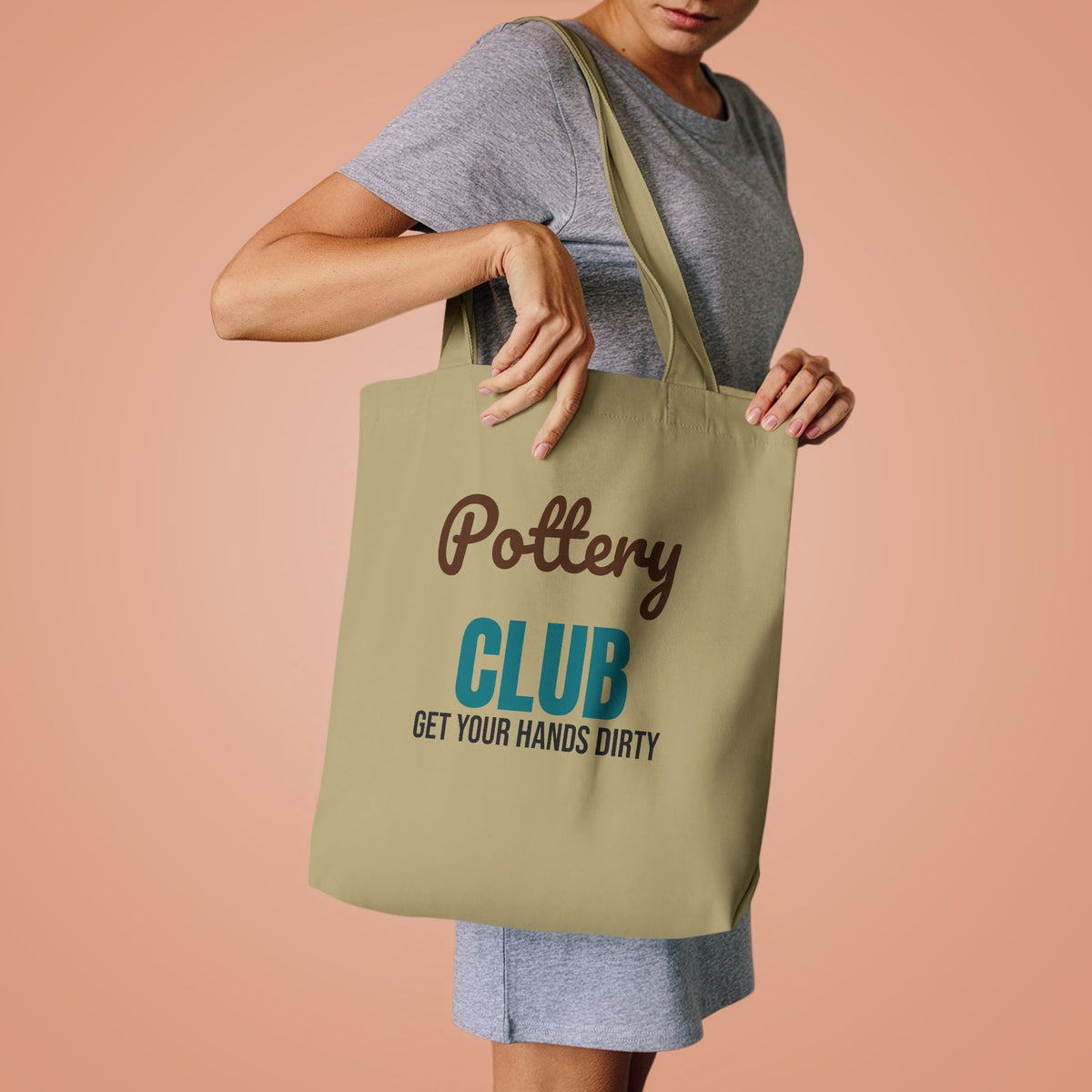 Pottery Club Get Your Hands Dirty Tote Bag, Pottery Club Canvas Tote Bag