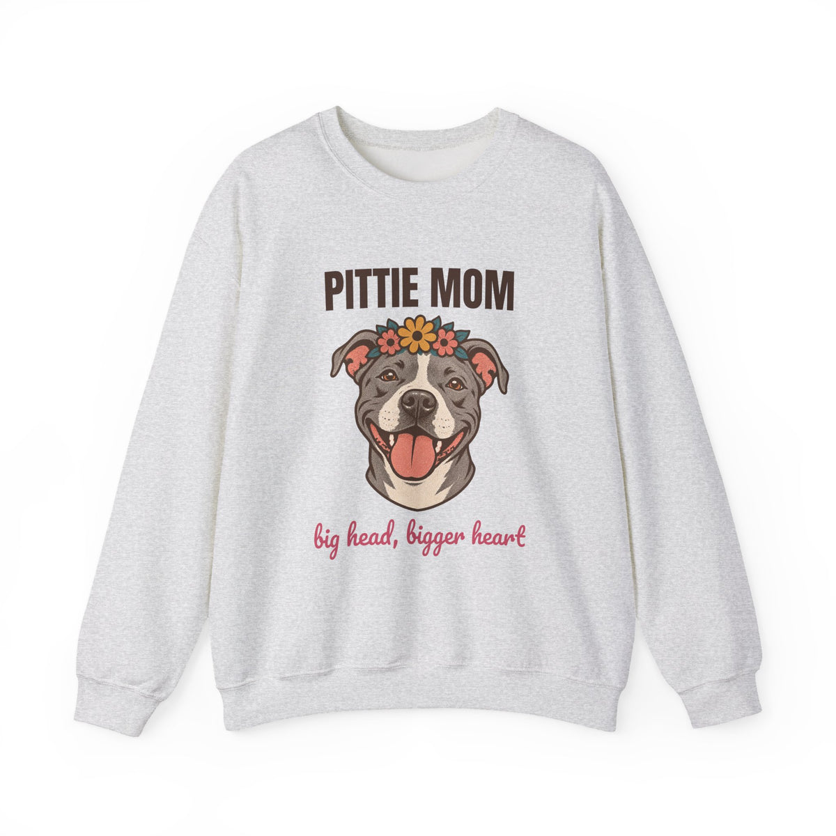 Pittie Mom Big Head Bigger Heart Sweatshirt, Vintage Pittie Mom Crewneck