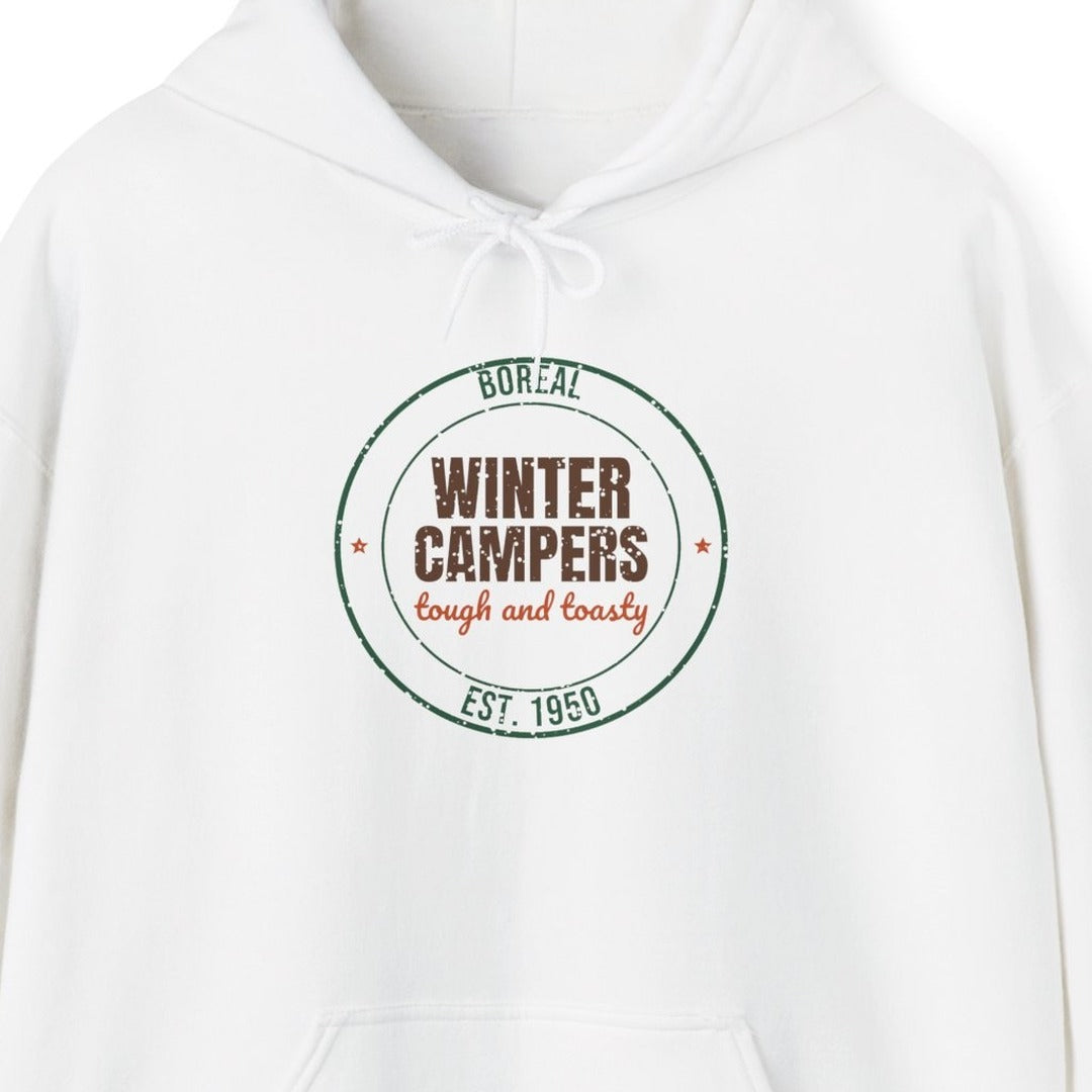 Boreal Winter Campers Est. 1950 Hoodie, Vintage Winter Camping Hoodie lifestyle