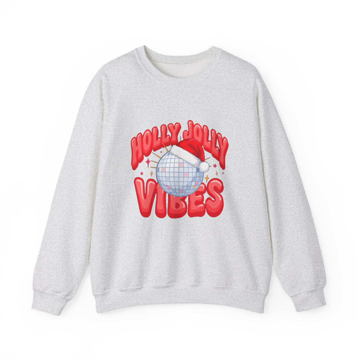 Holly Jolly Vibes Sweatshirt, Retro Disco Christmas Crewneck, Pink Holiday Sweater