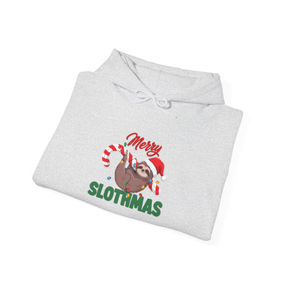 Merry Slothmas Hoodie, Funny Sloth Christmas Hooded Sweatshirt
