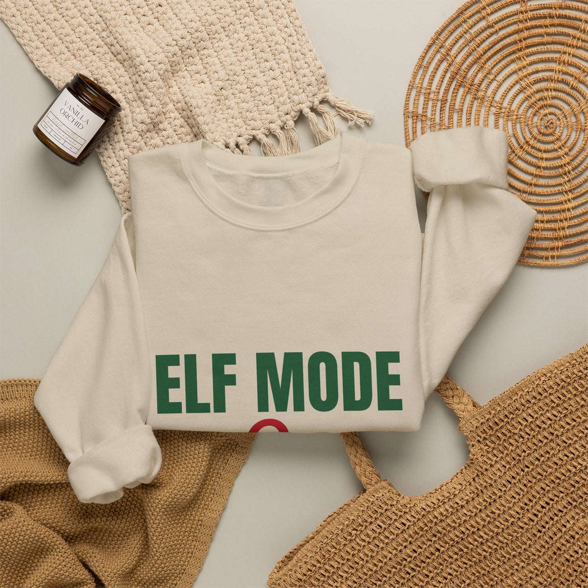 Elf Mode On Sweatshirt, Funny Elf Christmas Crewneck