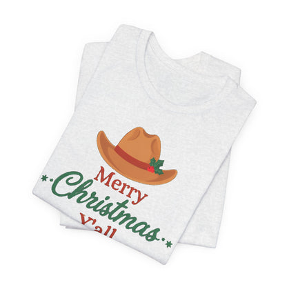 Merry Christmas Y'all Shirt, Western Christmas T-Shirt, Southern Holiday Tee