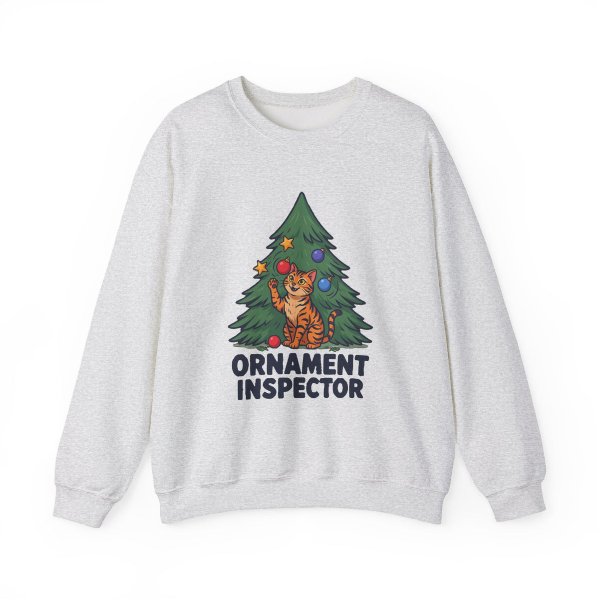 Ornament Inspector Christmas Cat Sweatshirt, Ornament Inspector Cat Crewneck Sweatshirt