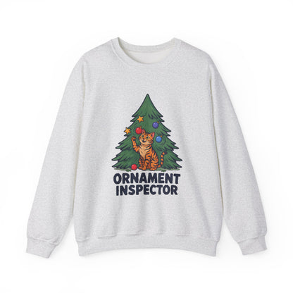 Ornament Inspector Christmas Cat Sweatshirt, Ornament Inspector Cat Crewneck Sweatshirt