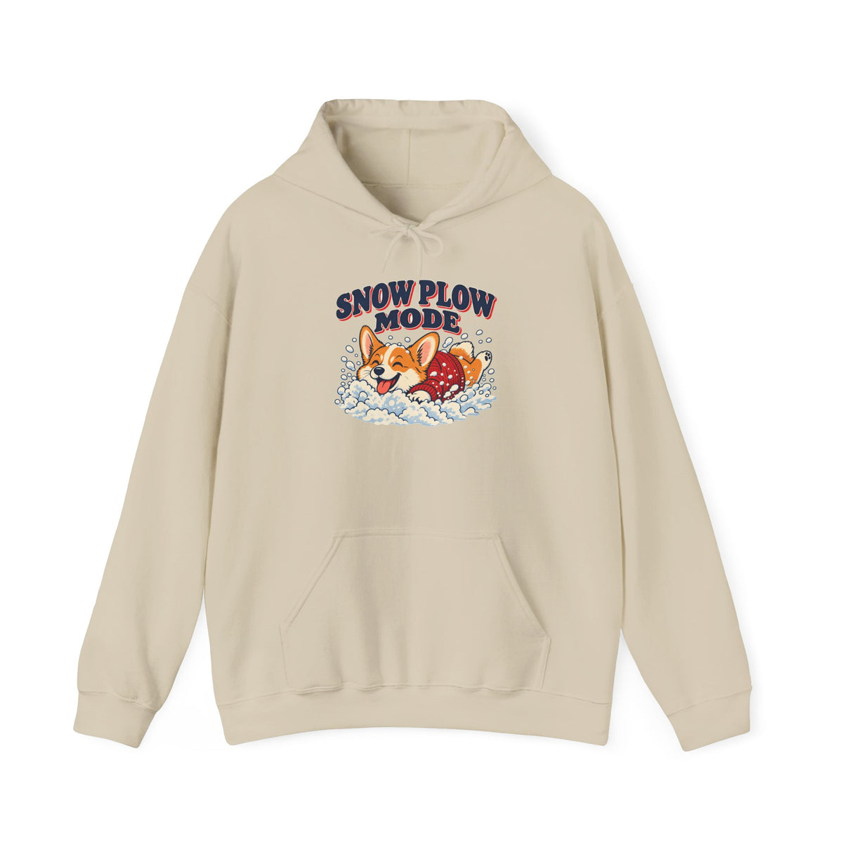 Snow Plow Mode Corgi in the Snow Hoodie, Corgi Winter Hoodie