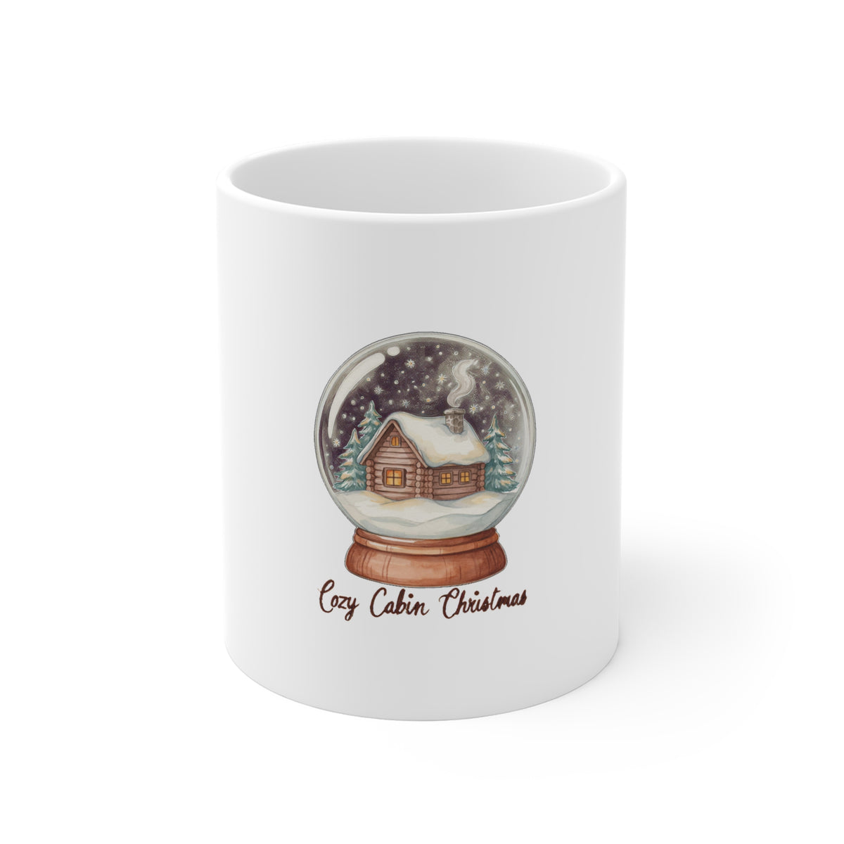 Cozy Cabin Christmas Snow Globe Mug, Cozy Cabin Christmas Snow Globe Mug 11oz