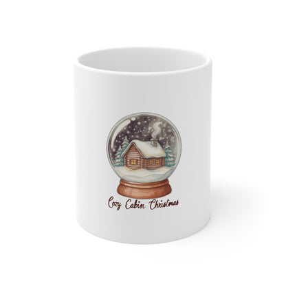 Cozy Cabin Christmas Snow Globe Mug, Cozy Cabin Christmas Snow Globe Mug 11oz