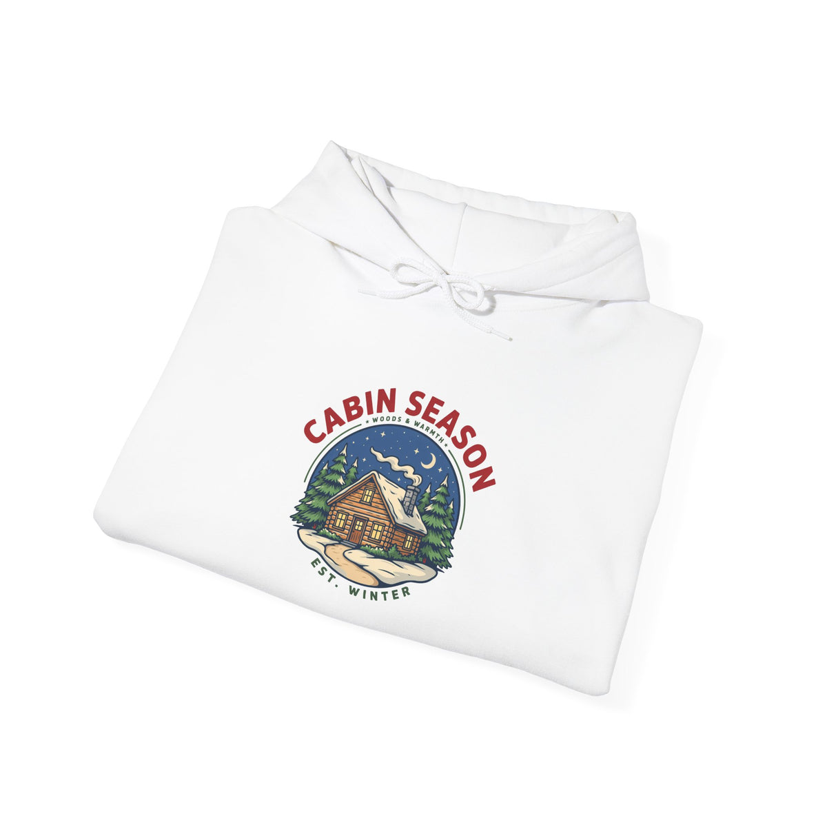 Cabin Season Hoodie, Winter Cabin Hooded Sweatshirt